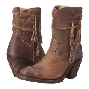 Justin Boots Brown Tassel Ankle Booties